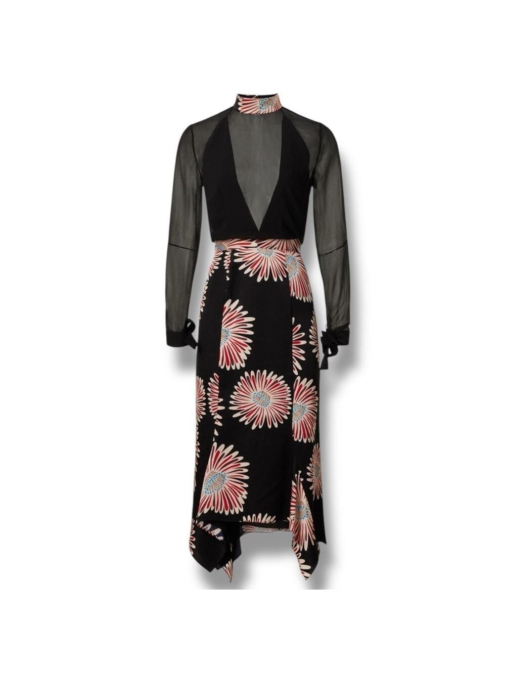 Obando Collective Black Chiffon Overlay Midi Dress - Size 2
